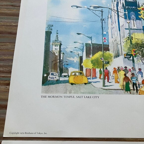 Dong Kingman Art Print Set of 5 US Cities Atlanta Mormon Temple Benihana 1979 - Picture 9 of 10